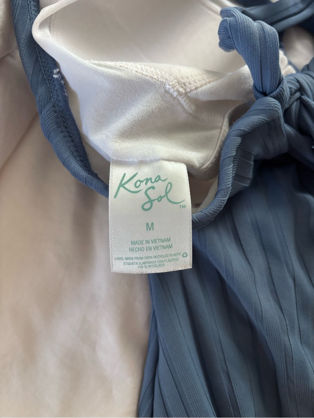Kona Sol Blue Ribbed One-Piece, size Medium - Picture 4 of 4